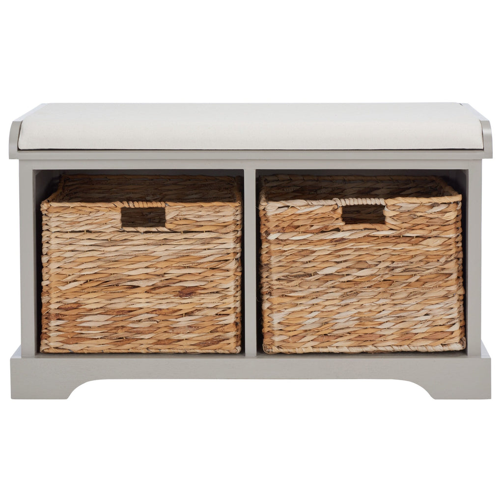 Banc de rangement tressé marron Euphemia de SAFAVIEH - 33,5 x 16,1 x 19,9 - 34 L x 16 P x 20 H