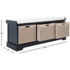 Banc de rangement à 3 tiroirs avec coussins SAFAVIEH Fiorello - 47,3 L x 15 L x 19 H - 47 L x 15 P x 19 H