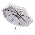 Parapluie à manivelle rayé SAFAVIEH Nargiz de 2,7 m, à motif festonné
