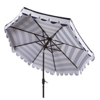 Parapluie à manivelle rayé SAFAVIEH Nargiz de 2,7 m, à motif festonné