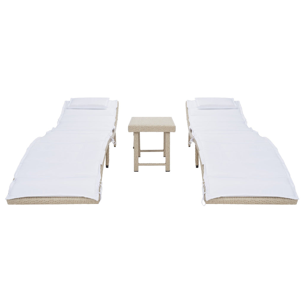 Ensemble de chaises longues d'extérieur Blaguna 3 pièces SAFAVIEH - 83 L x 20 P x 24 H