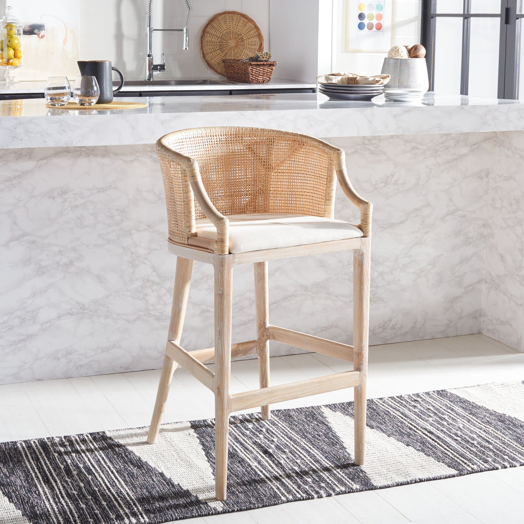 Tabouret de bar en rotin SAFAVIEH Virona de 76 cm (22,3 po l x 20,5 po l x 39 po H)