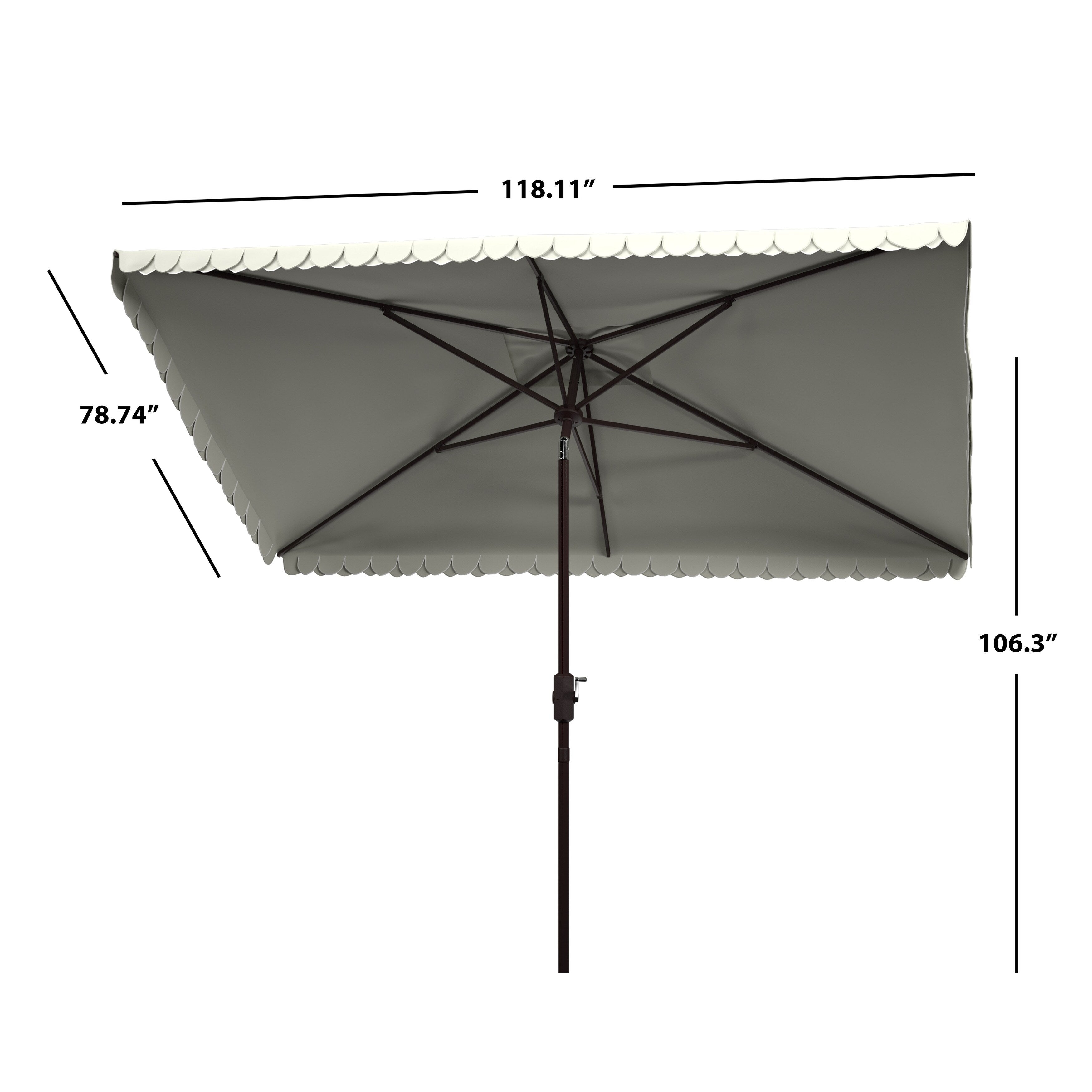 Parasol d'extérieur rectangulaire SAFAVIEH Zariah 6'x10' avec cantonnière