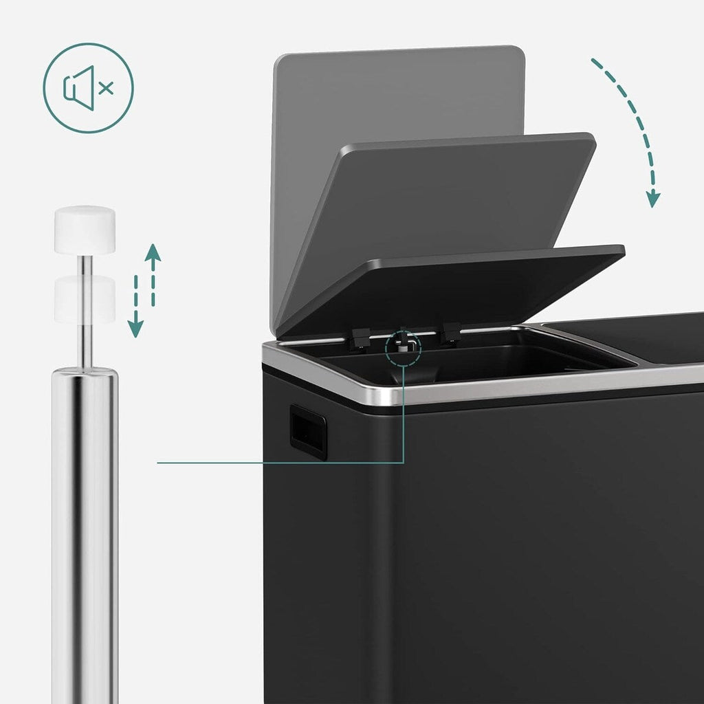 Poubelle double SONGMICS, 16 gallons, en acier inoxydable, noire