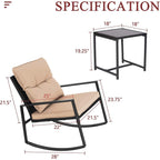 Ensemble bistrot à bascule d'extérieur en métal noir SUNCROWN 3 pièces