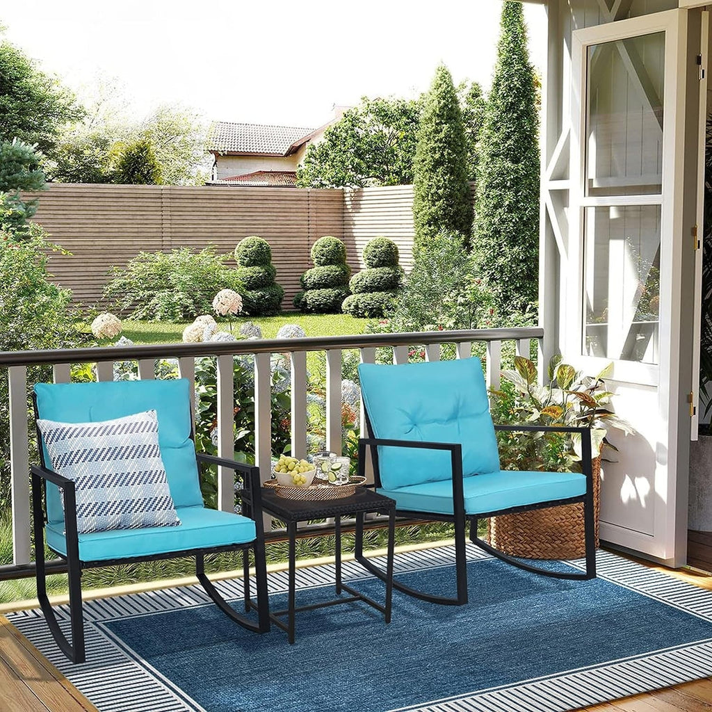 Ensemble bistrot à bascule d'extérieur en métal noir SUNCROWN 3 pièces