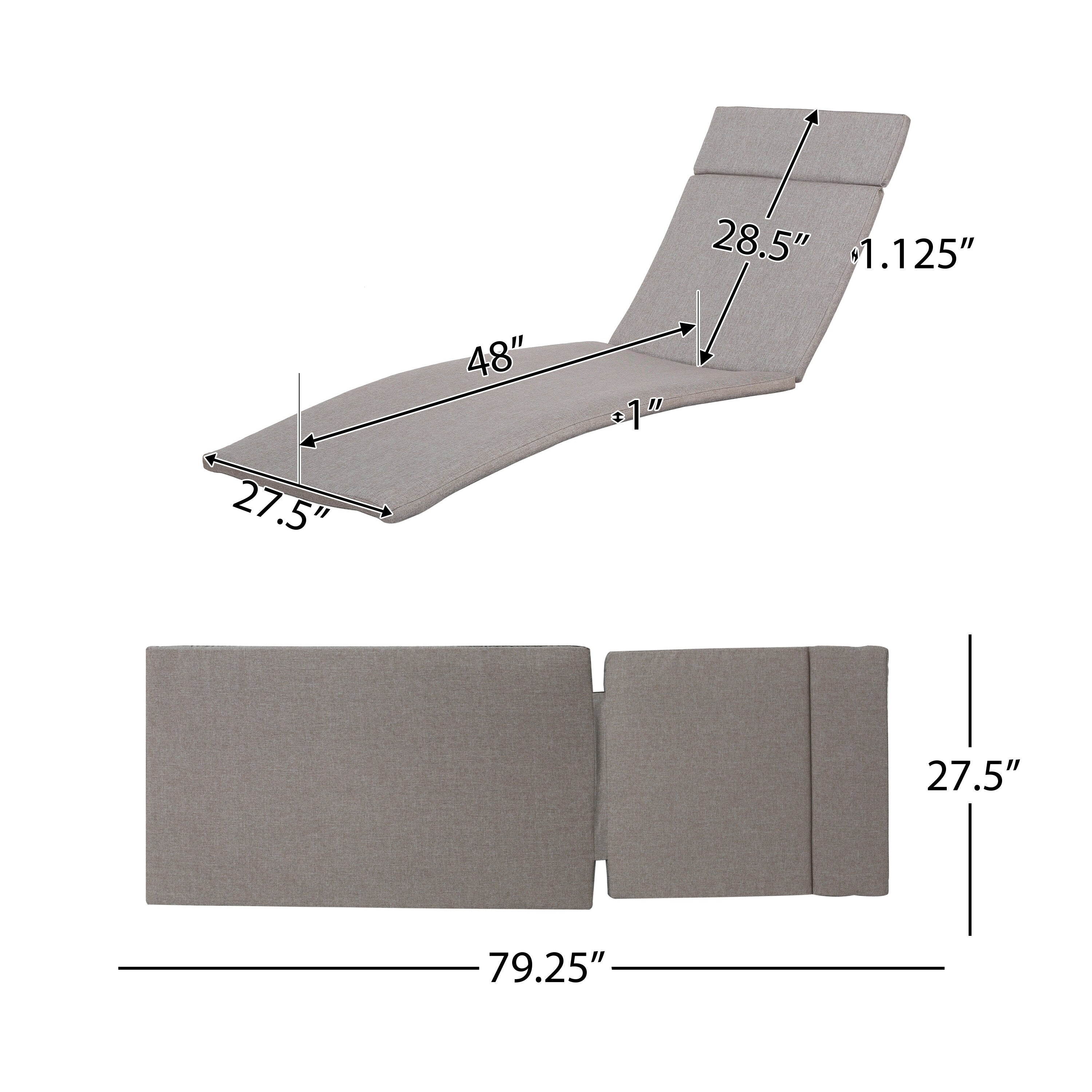 Ensemble de coussins d'extérieur Salem pour chaise longue - Coussins uniquement (lot de 2) par Christopher Knight Home - 79,25 L x 27,50 l x 1,50 H