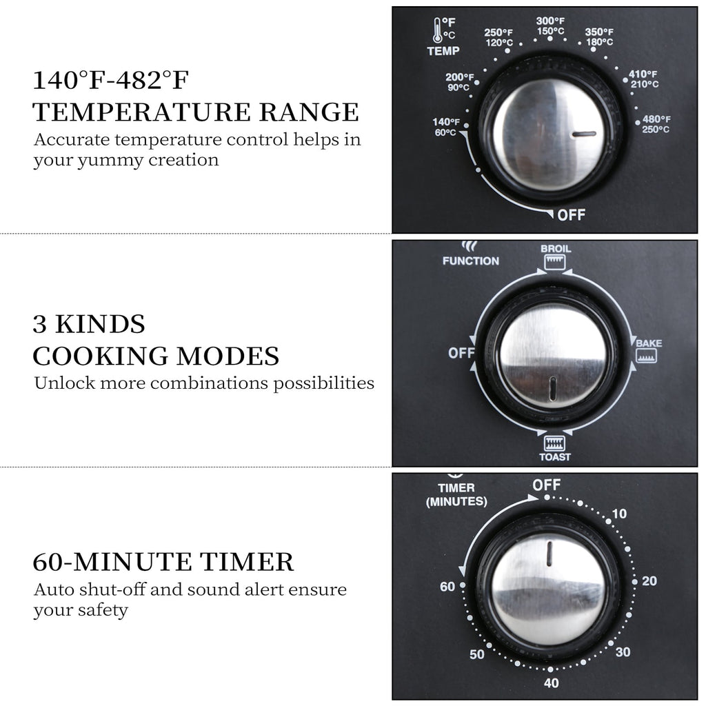 Four grille-pain simple d'une capacité de 20 litres, grille-pain de comptoir compact, facile à contrôler avec minuterie, réglage de la cuisson, du gril et du grillage