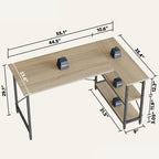 Petit bureau en L avec étagères de rangement Bureau d'ordinateur d'angle