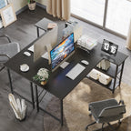 Petit bureau en L avec étagères de rangement Bureau d'ordinateur d'angle