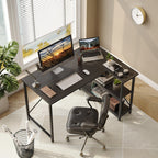 Petit bureau en L avec étagères de rangement Bureau d'ordinateur d'angle