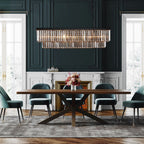 Lustre contemporain en cristal gris fumé et noir de 47 po, luminaire suspendu linéaire à deux niveaux pour îlot de cuisine et salle à manger