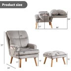 Fauteuil de salon décontracté en tissu doux avec dossier et pieds réglables