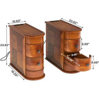 Table d'appoint étroite à deux tiroirs en bois massif