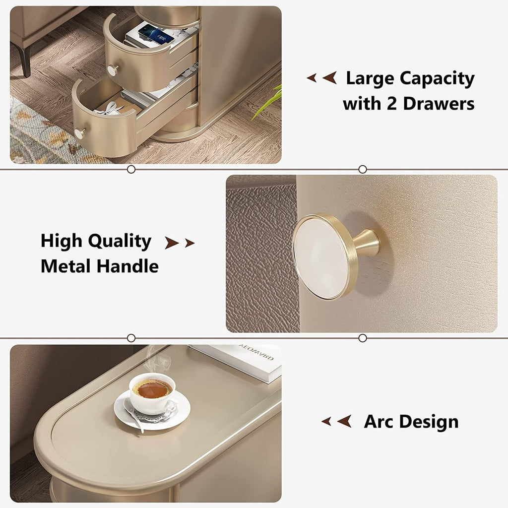 Table d'appoint étroite à deux tiroirs en bois massif