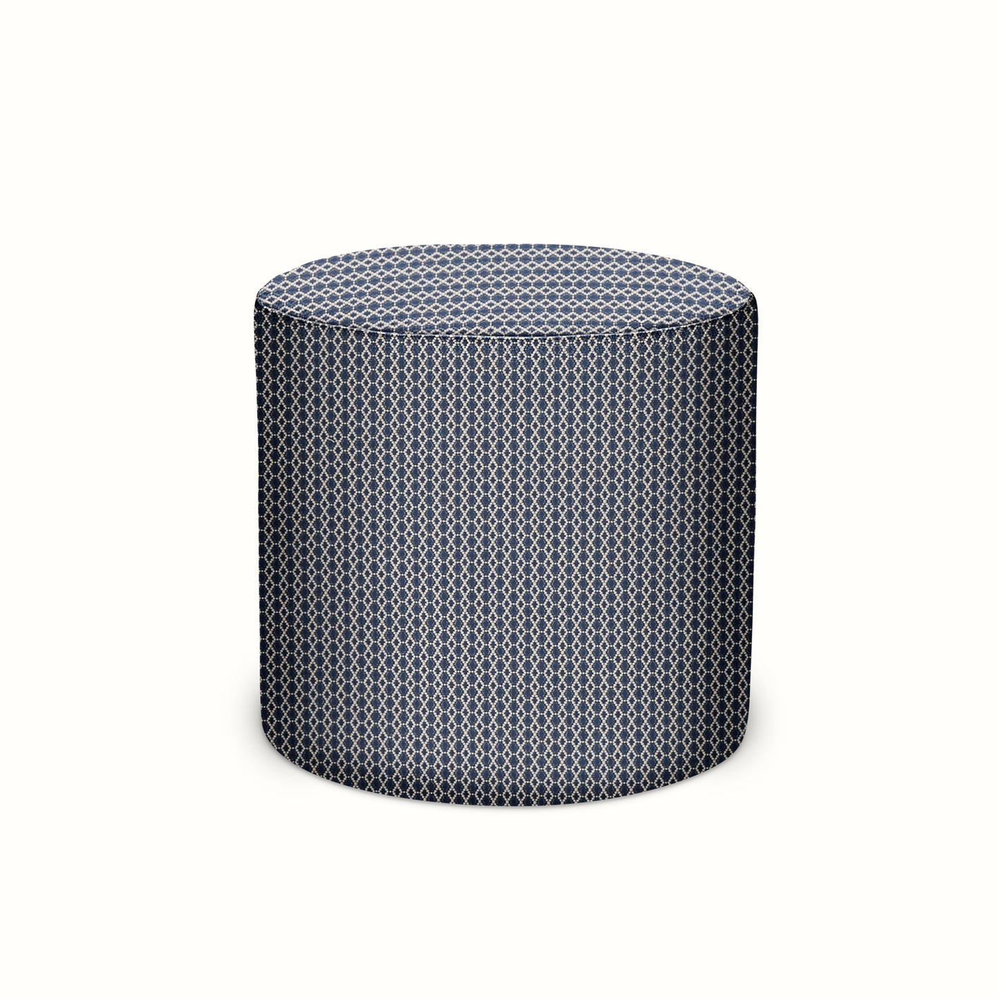 Pouf intérieur/extérieur en Peter Dunham Textiles Susa Blanc sur Indigo