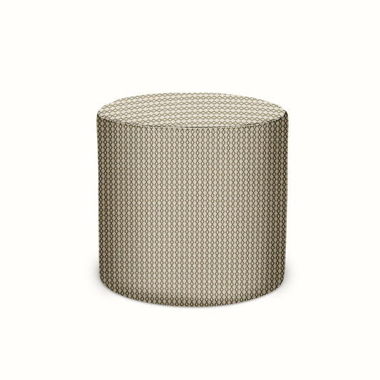 Pouf intérieur/extérieur en Peter Dunham Textiles Susa Green sur fond naturel