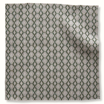 Pouf intérieur/extérieur en Peter Dunham Textiles Susa Green sur fond naturel