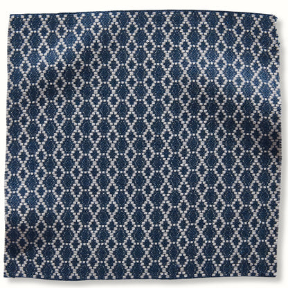 Pouf intérieur/extérieur en Peter Dunham Textiles Susa Blanc sur Indigo