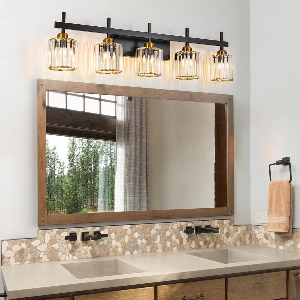3/4/5-Light Modern Dimmable Crystal Bathroom Vanity Lights Fixtures Over Mirror