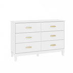 Commode double Timechee à 6 tiroirs, 47,2 po de largeur, pieds en bois massif, coffre laqué