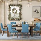 Chaise de salle à manger capitonnée en velours avec pieds en bois massif, lot de 6