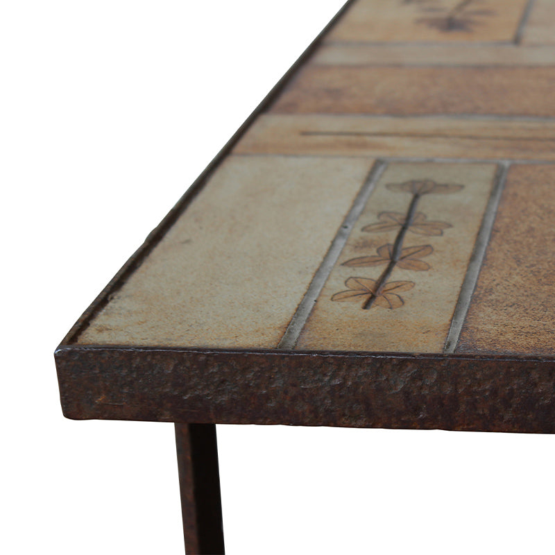 Table basse vintage rare en céramique et fer par Roger Capron, France, années 1960