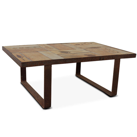 Table basse vintage rare en céramique et fer par Roger Capron, France, années 1960
