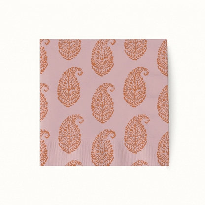 Peter Dunham + Hudson Grace Orange Boukhara et Cachemire, lot de 50 serviettes à cocktail