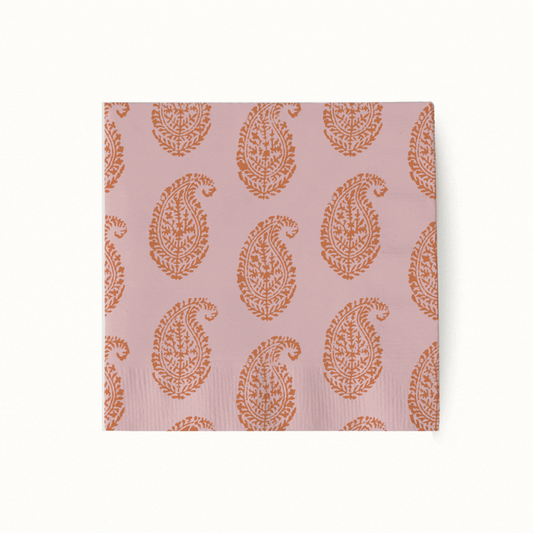 Peter Dunham + Hudson Grace Orange Boukhara et Cachemire, lot de 50 serviettes à cocktail