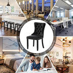 Chaise de salle à manger capitonnée en velours avec pieds en bois massif, lot de 6