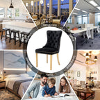 Chaise de salle à manger capitonnée en velours avec pieds en bois massif, lot de 6