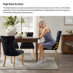 Chaise de salle à manger capitonnée en velours avec pieds en bois massif, lot de 6