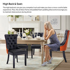 Chaise de salle à manger capitonnée en velours avec pieds en bois massif, lot de 6