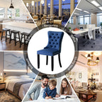 Chaise de salle à manger capitonnée en velours avec pieds en bois massif, lot de 6