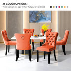 Chaise de salle à manger capitonnée en velours avec pieds en bois massif, lot de 6