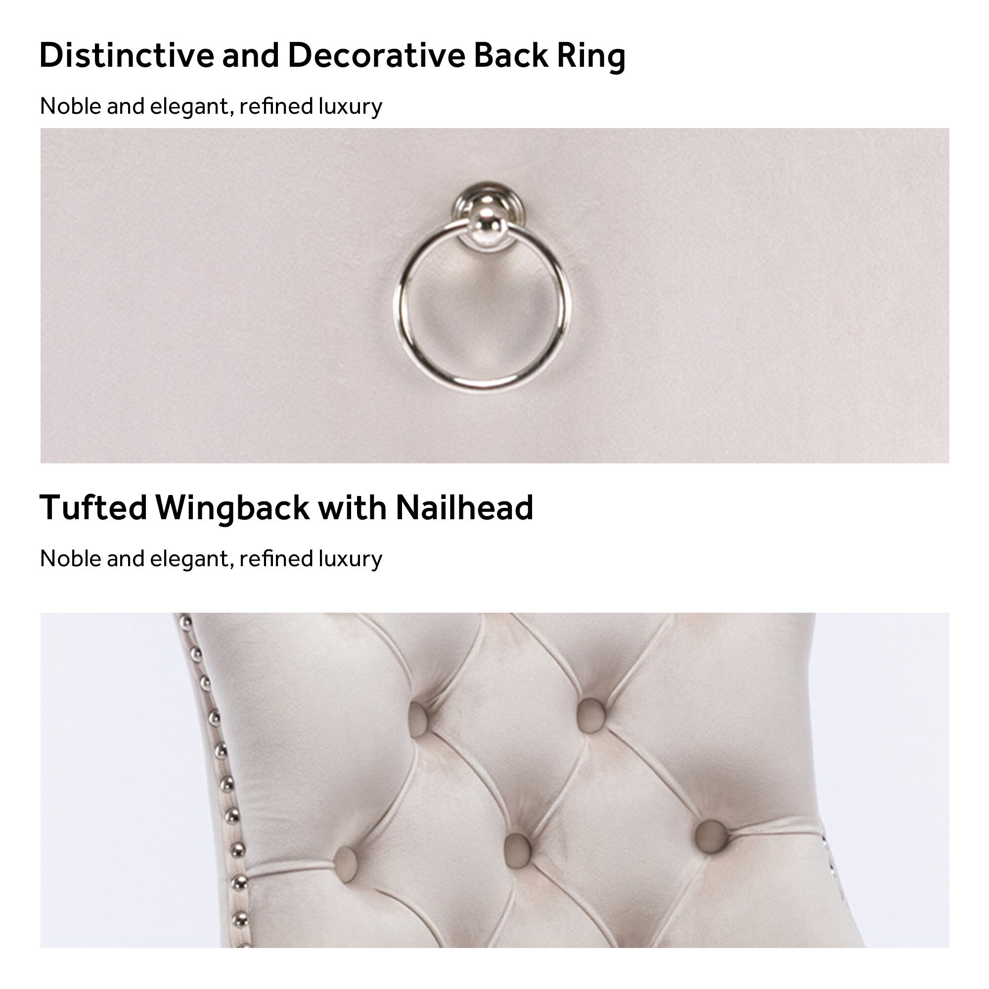 Chaise de salle à manger capitonnée en velours avec pieds en bois massif, lot de 6