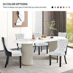 Chaise de salle à manger capitonnée en velours avec pieds en bois massif, lot de 6