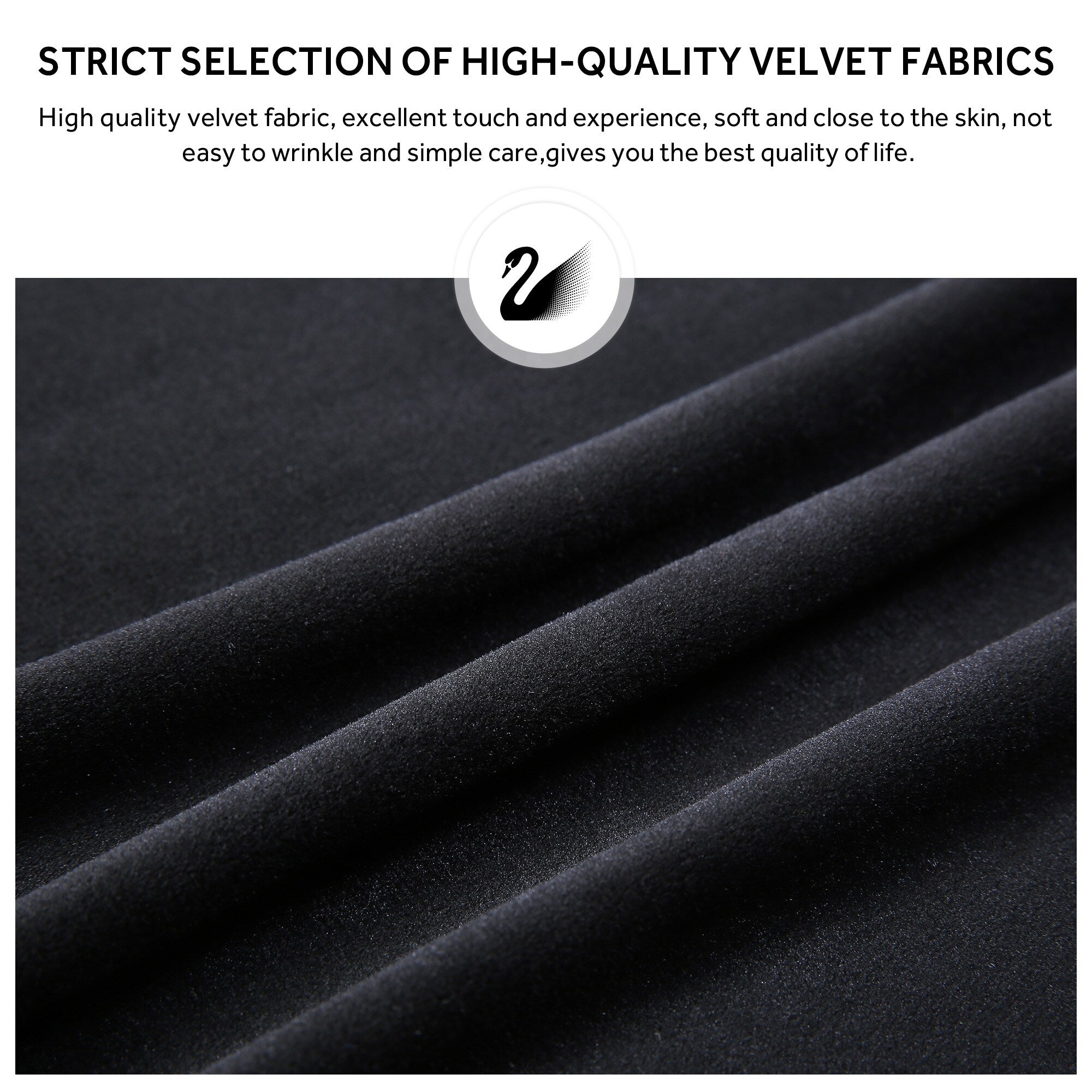 Chaise de salle à manger capitonnée en velours avec pieds en bois massif, lot de 6