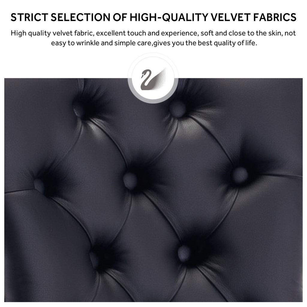 Chaise de salle à manger capitonnée en velours avec pieds en bois massif, lot de 6