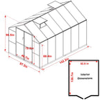 Serre de jardin en aluminium VEIKOUS avec ventilation de toit réglable et porte verrouillable, gris