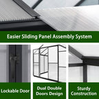 Serre de jardin en aluminium VEIKOUS avec ventilation de toit réglable et porte verrouillable, gris