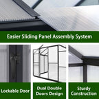 Serre de jardin en aluminium VEIKOUS avec ventilation de toit réglable et porte verrouillable, gris