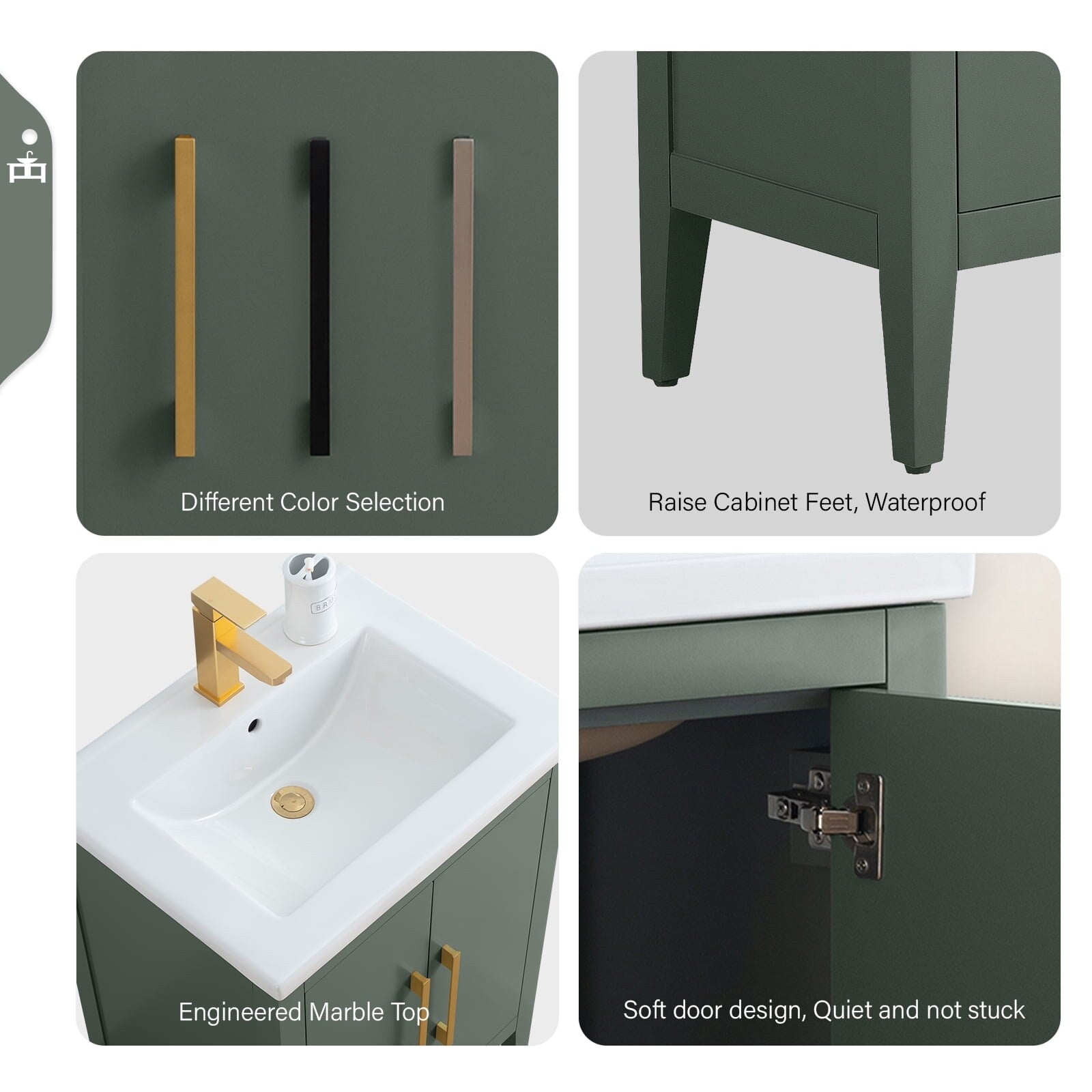 Meuble-lavabo simple Vanity Art 20, 24 ou 30 avec dessus en céramique