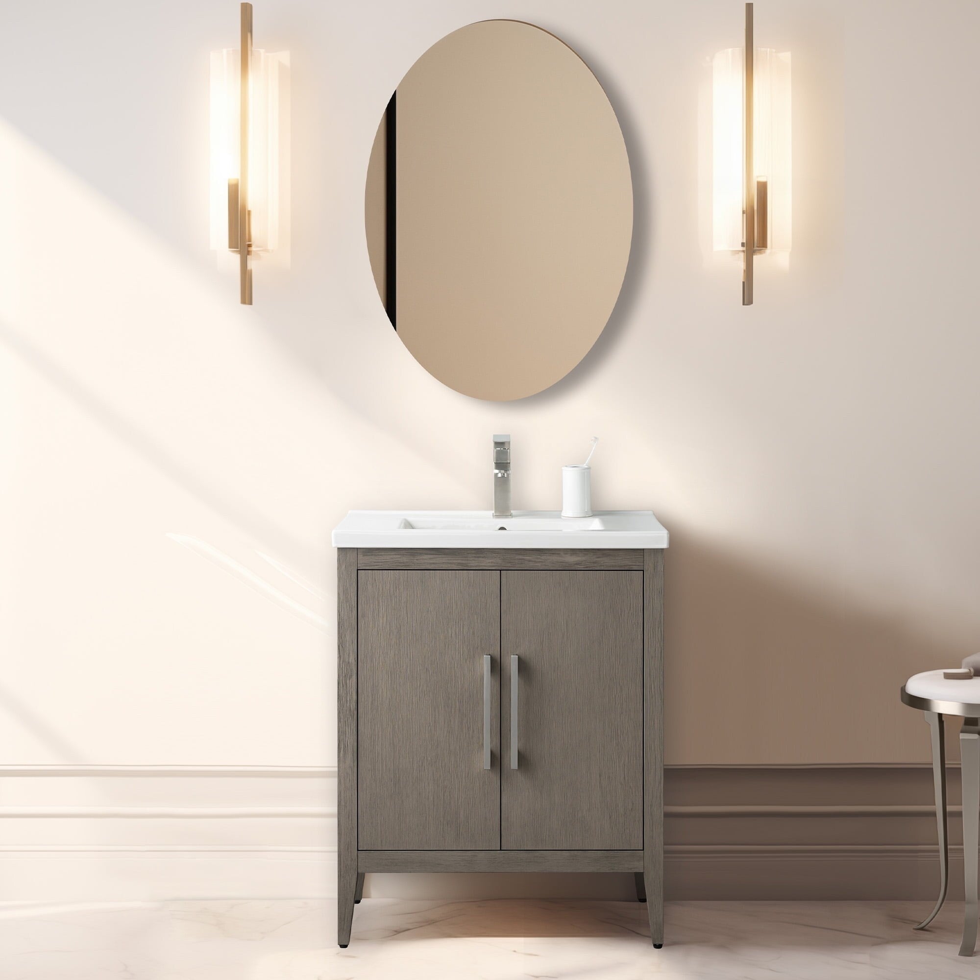 Meuble-lavabo simple Vanity Art 20, 24 ou 30 avec dessus en céramique
