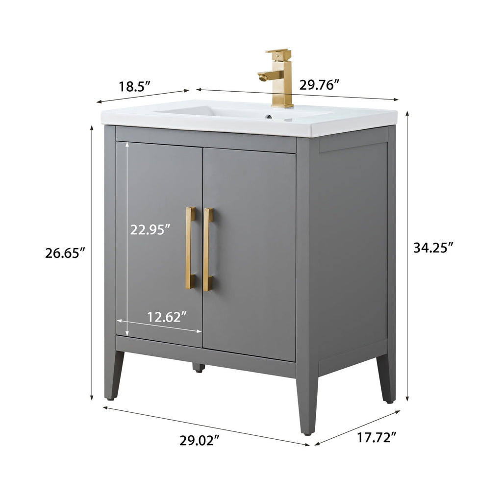 Meuble-lavabo simple Vanity Art 20, 24 ou 30 avec dessus en céramique