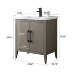 Meuble-lavabo simple Vanity Art 20, 24 ou 30 avec dessus en céramique