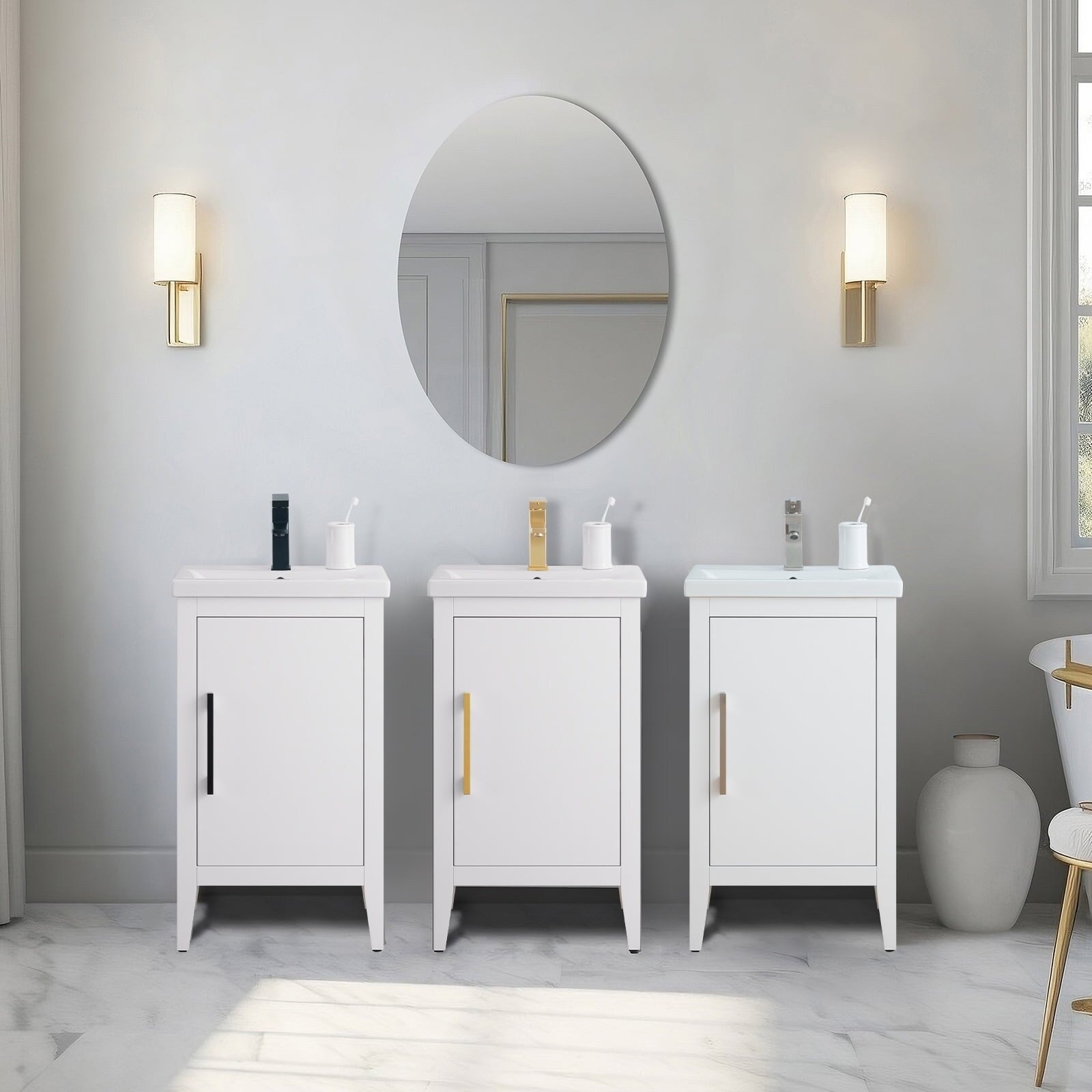 Meuble-lavabo simple Vanity Art 20, 24 ou 30 avec dessus en céramique