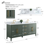 Meuble-lavabo double vasque Vanity Art 72 avec plateau en marbre reconstitué