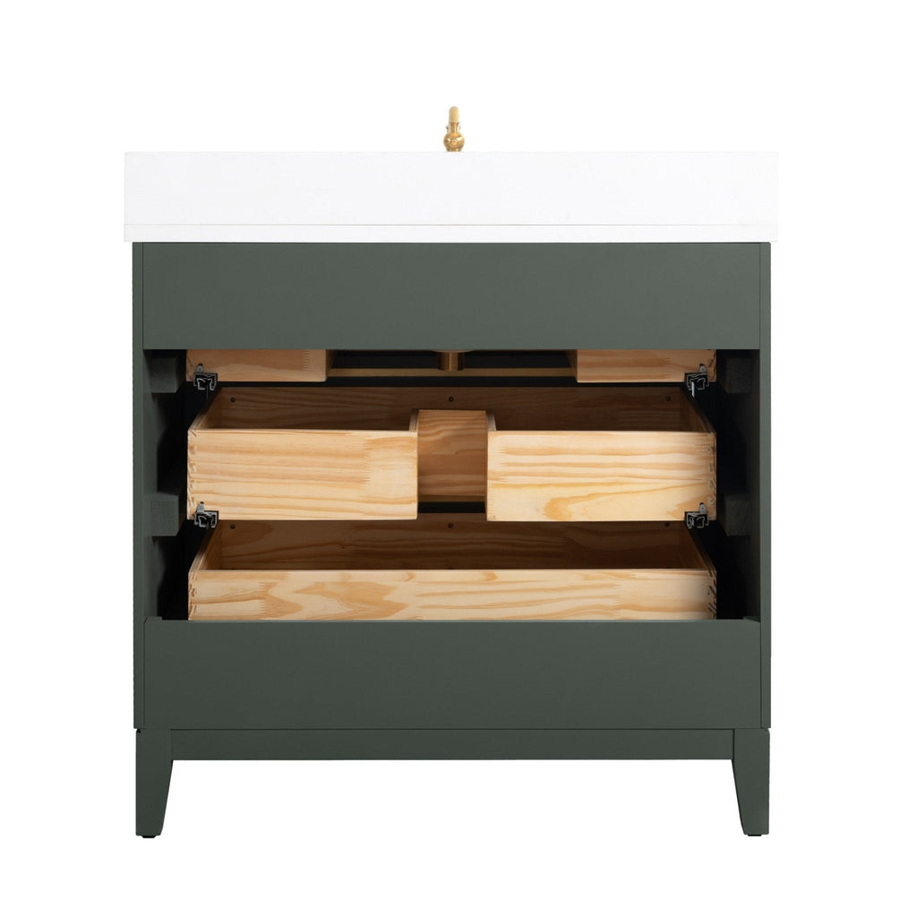 Meuble-lavabo de salle de bain Vanity Art avec lavabo en céramique et plateau en marbre reconstitué